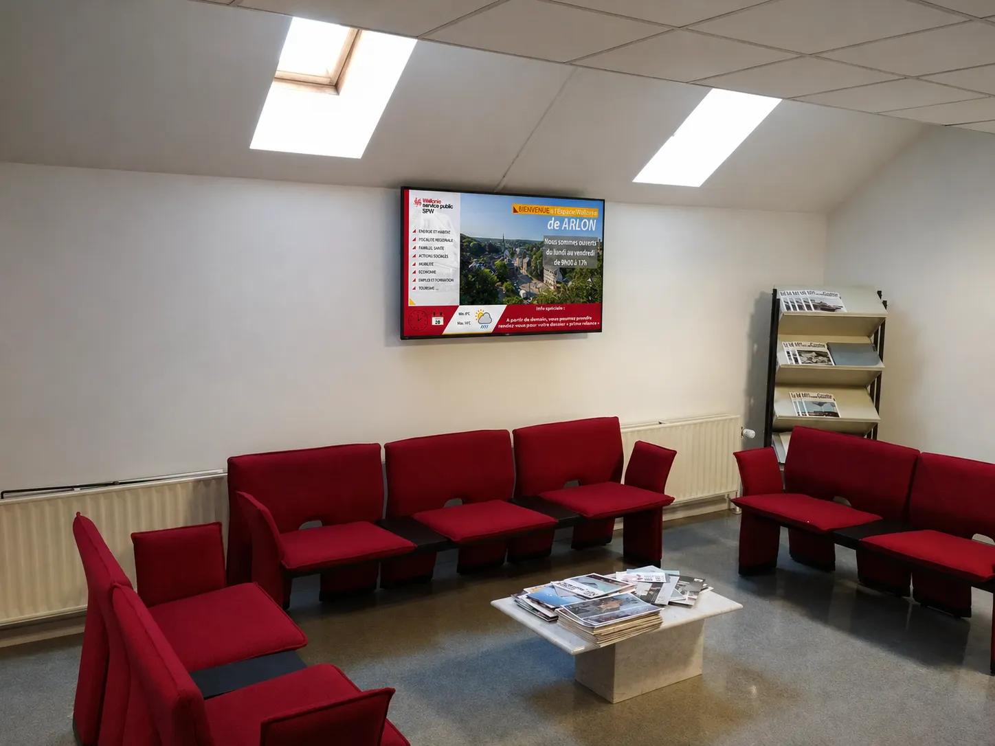 Ecran Affichage dynamique salle d'attente SPW