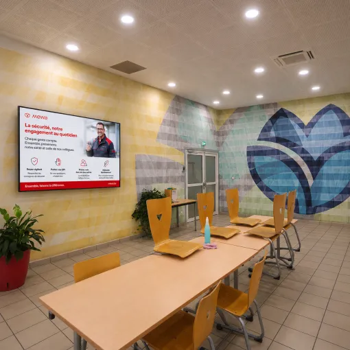 affichage dynamique entreprise mewa communication interne ouvriers