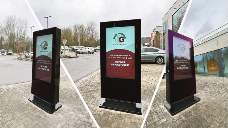 Totem tactile outdoor dans un parc d'entreprises &agrave; Wavre